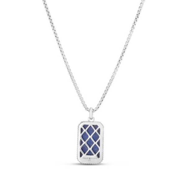 Men's Silver Lapis Tag Necklace - Picture 3 of 3